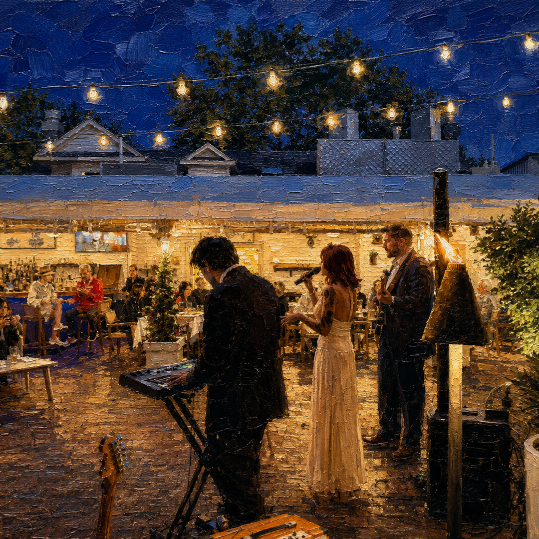Paris Ray Trio playing on Fauna's Outdoor Patio